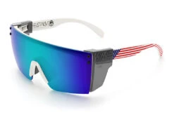 Lazer Face Sunglasses: WHITE FRAME Stars & Stripes USA Z87 -Heat Wave Visual Stars Stripes USA White Angle Smoke